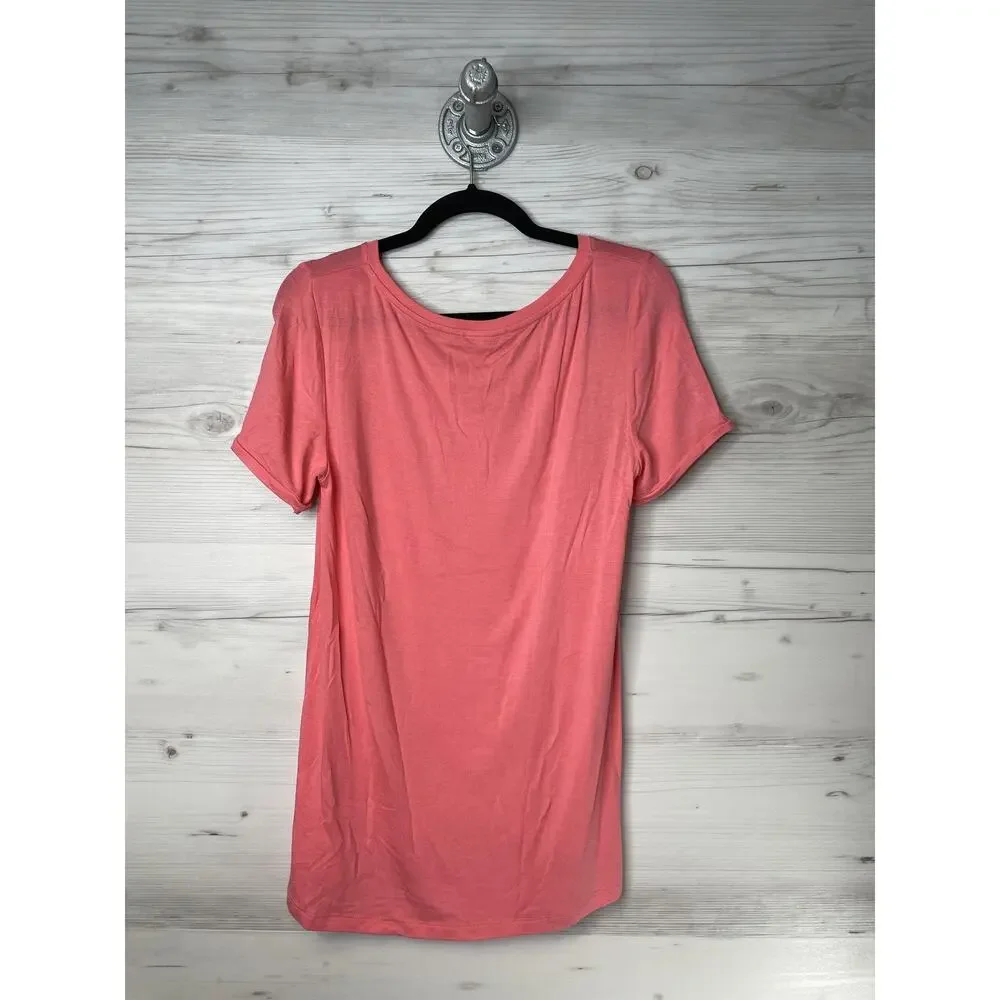 Tahari Shirt‎ Womens Medium Pink Short Sleeve Stretch Rayon Lightweight Top